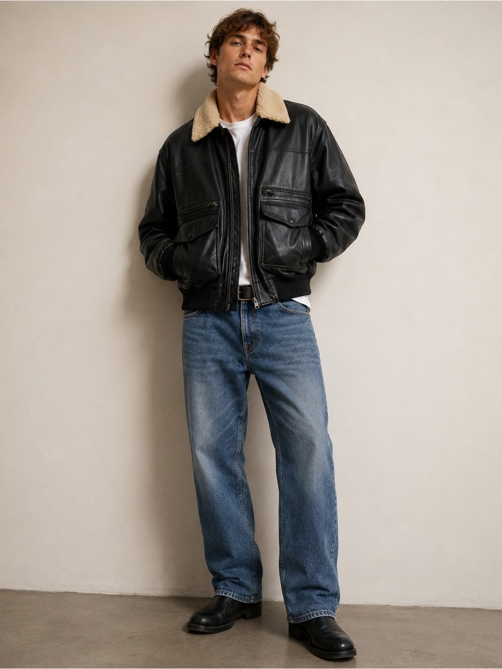 Levi’s Sherpa Lined Faux Leather Bomber Jacket – Black – Men’s L